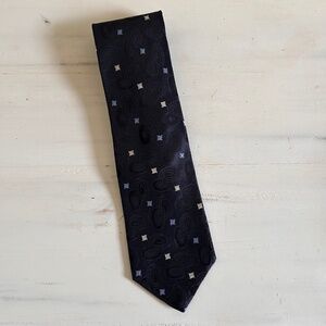 ROBERT TALBOTT Best of Class Tie Blue Geometric Italy Silk Hand Sewn 3.75X60